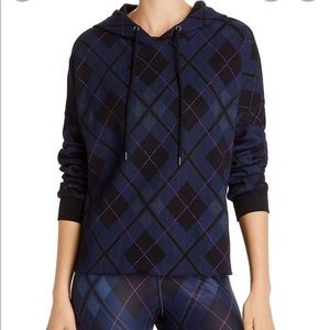 NWT Bloomingdale’s Aqua Athletics blue plaid sweatshirt size XS